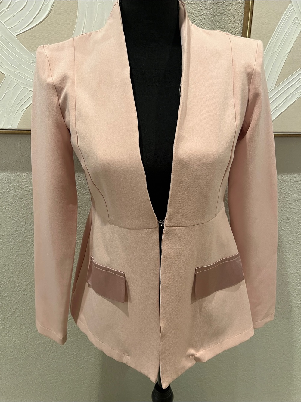 Women's Blush Pink Open-Front Blazer Jacket